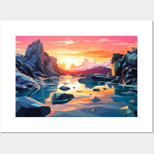 Scenery Winter Sunset Landscape Nature Posters and Art